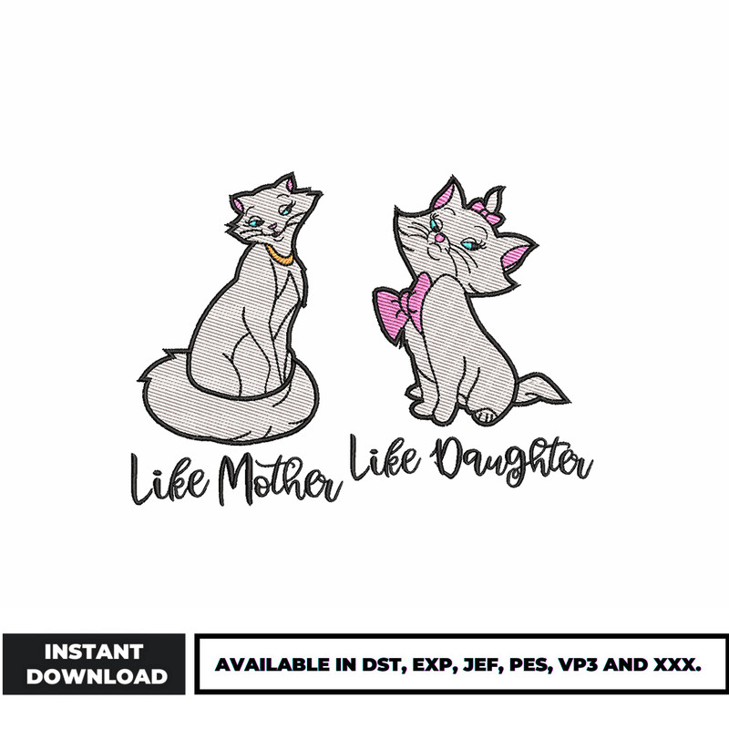 Like mother like daughter embroidery design