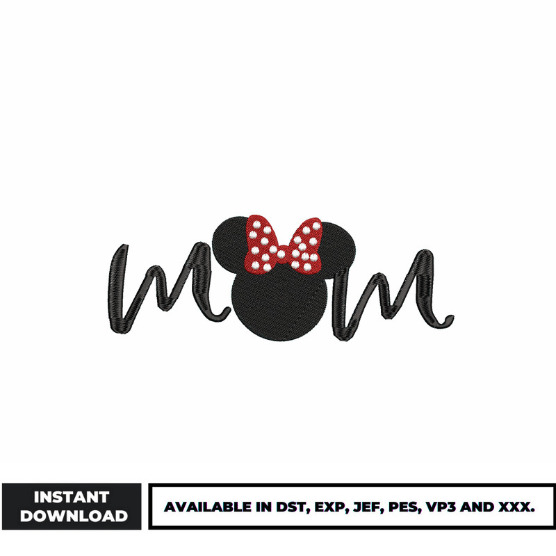 Mom Minnie head embroidery design