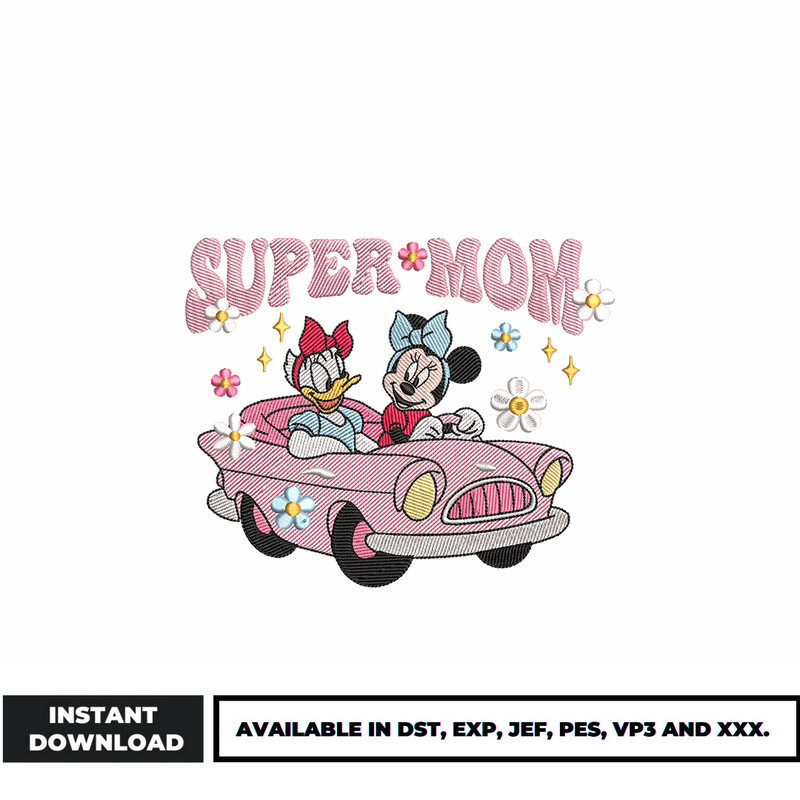 Super mom minnie daisy embroidery design
