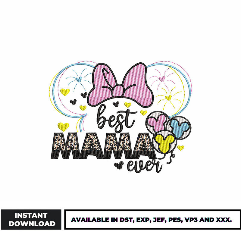 Best mama ever Minnie head embroidery design