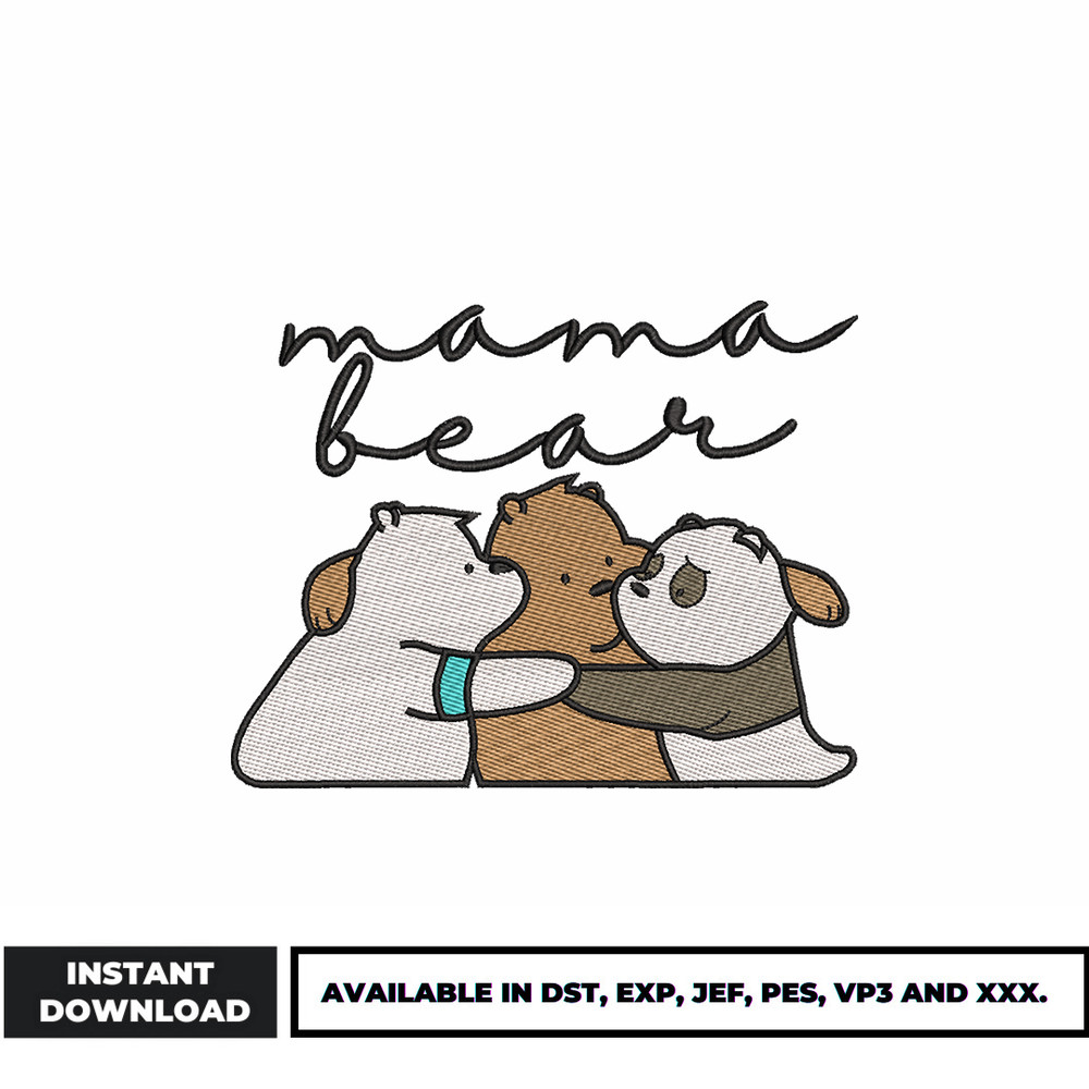 We Bare Bears Mama bear embroidery design