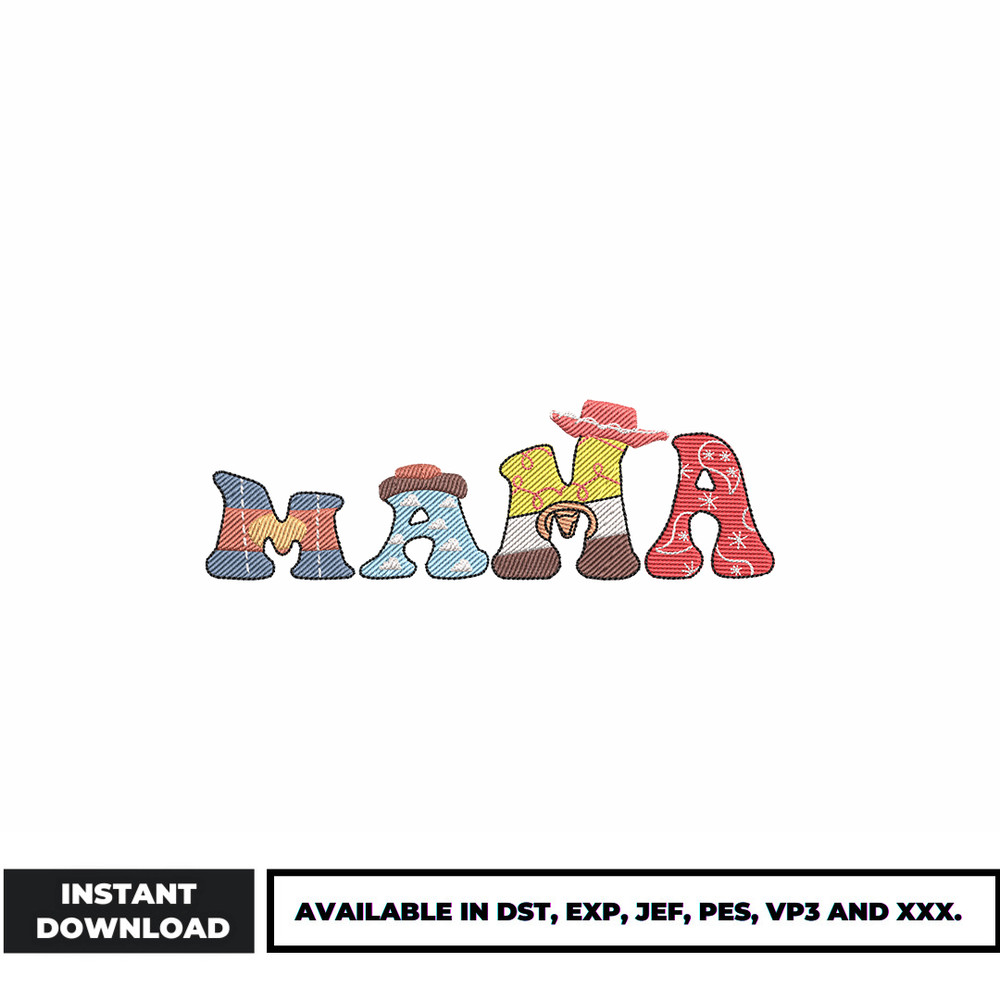 Mama cartoon embroidery design