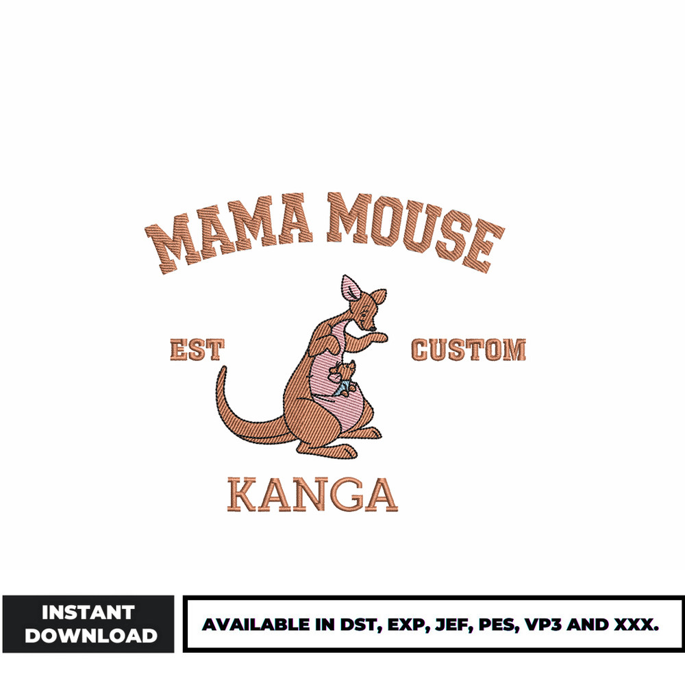 Mama mouse est custom kanga embroidery design