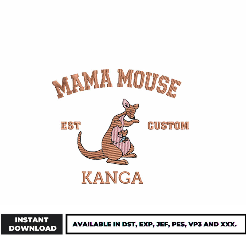 Mama mouse est custom kanga embroidery design