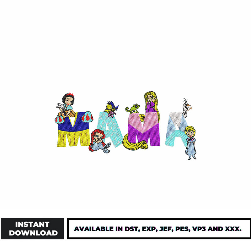 Mama frozen embroidery design