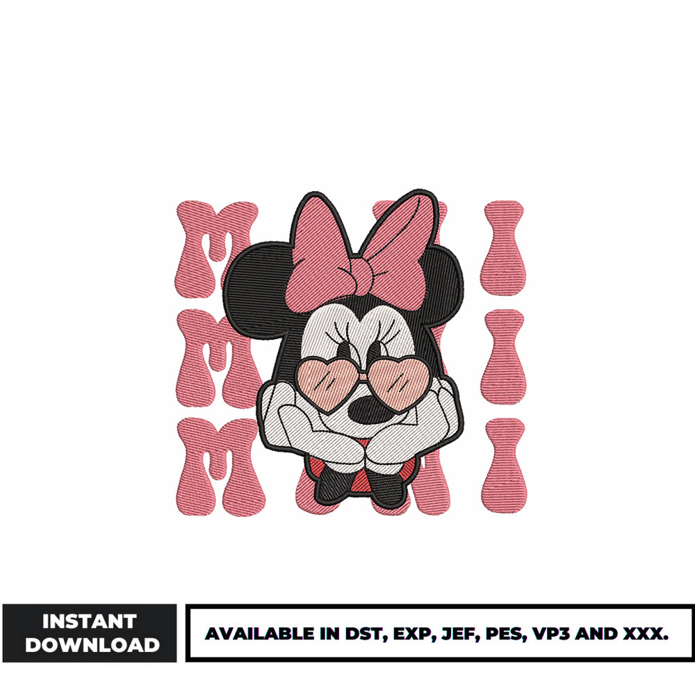 Mini Minnie mouse head embroidery design