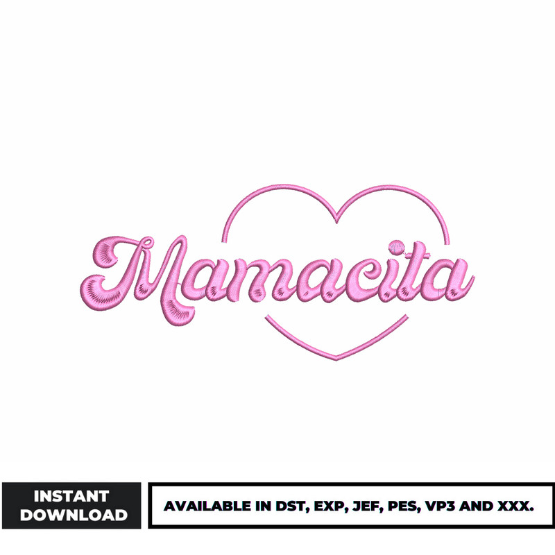 Mamacita heart embroidery design