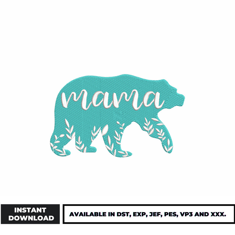 Floral Mama Bear embroidery design