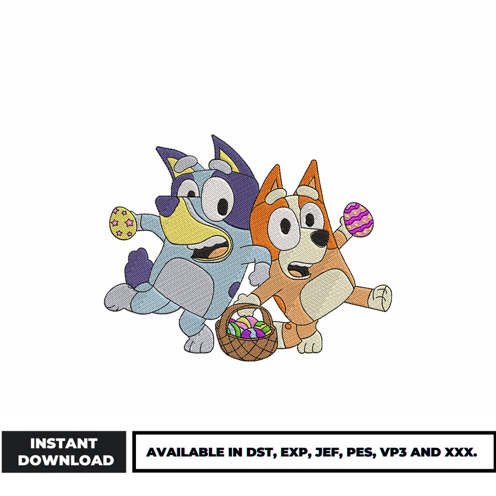 Bluey bingo easter embroidery design