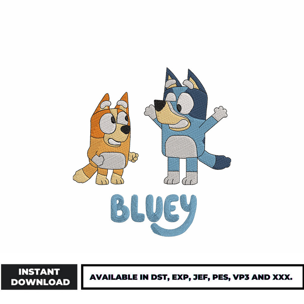 Bingo and bluey embroidery design