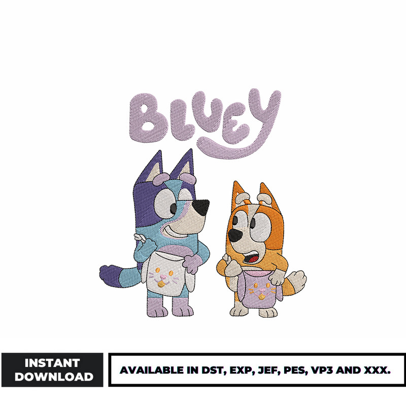 Bingo and bluey embroidery design