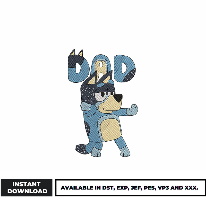 Bandit Heeler Dad embroidery design