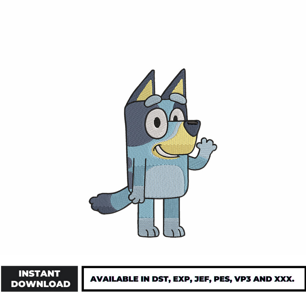 Bluey hello embroidery design