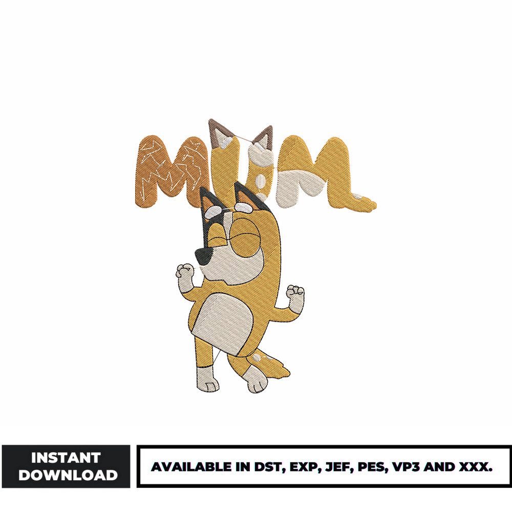 Chilli heeler Mum embroidery design