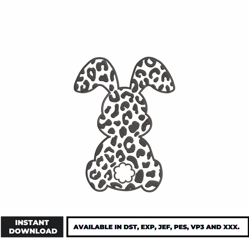 Bunny leopard embroidery design