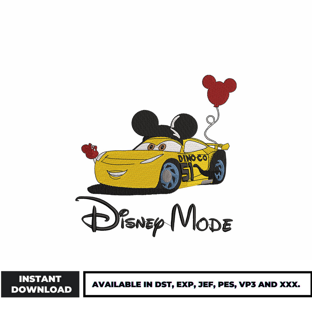 Disney mode car embroidery design