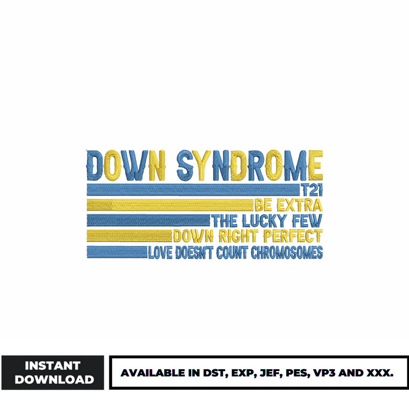 Down Syndrome logo embroidery design