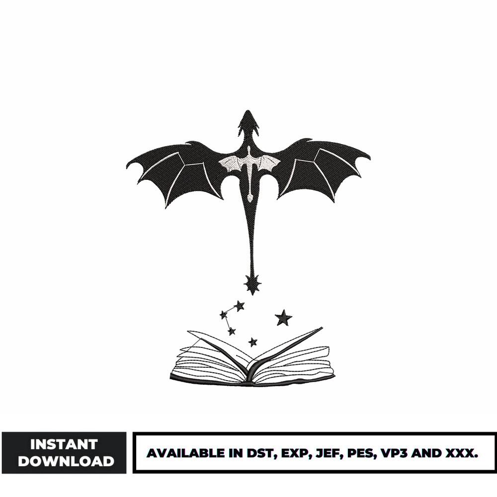 Dragon book embroidery design