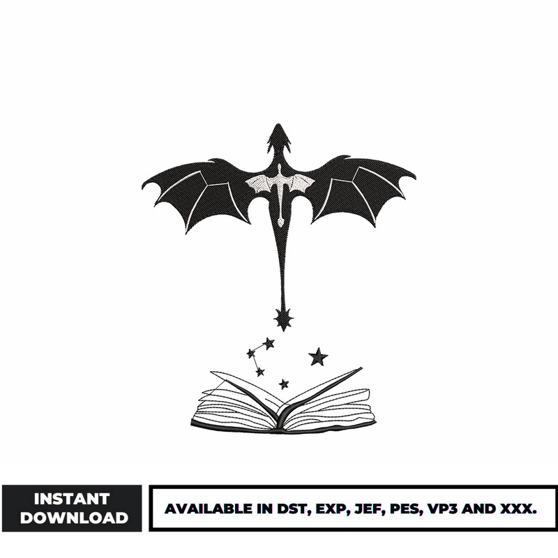 Dragon book embroidery design