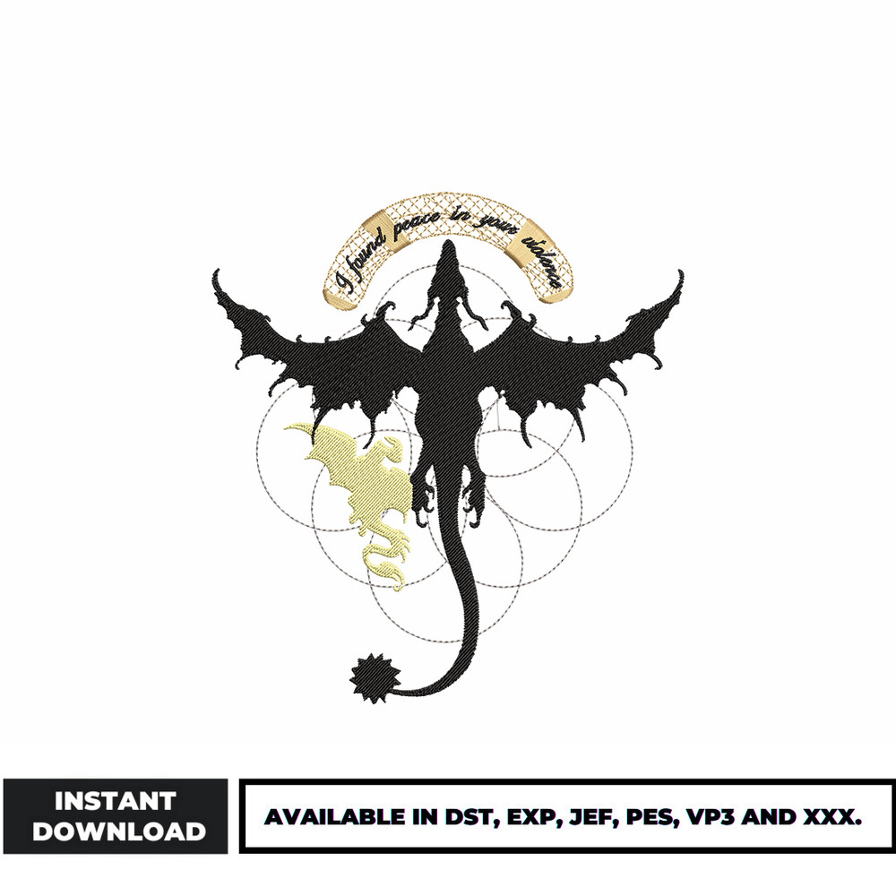 Forth wing dragon embroidery design