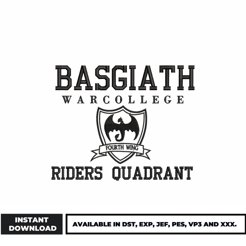Basgiath Warcollege Riders Quadrant embroidery design