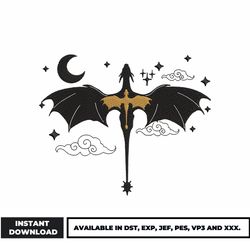 fourth wing xaden canvas embroidery design, dragon embroidery, logo brand embroidery, embroidery file, digital download.