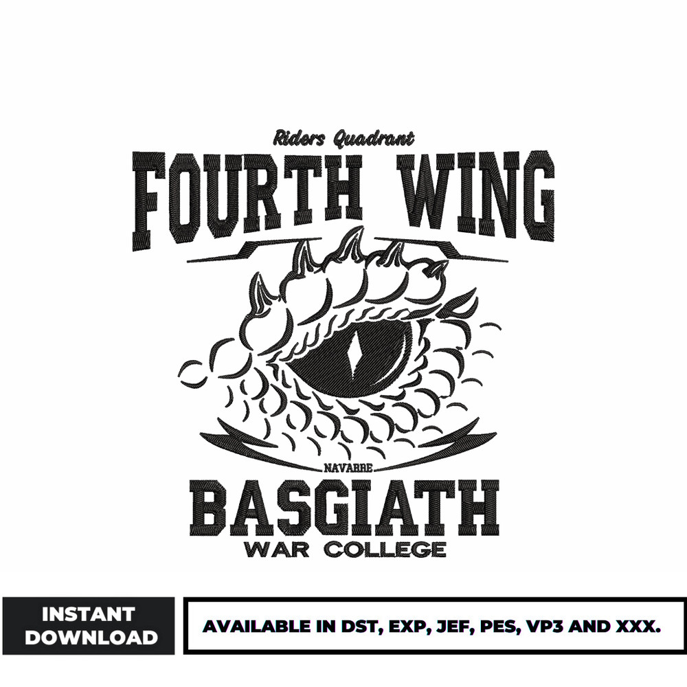 fourth wing basgiath war college embroidery design