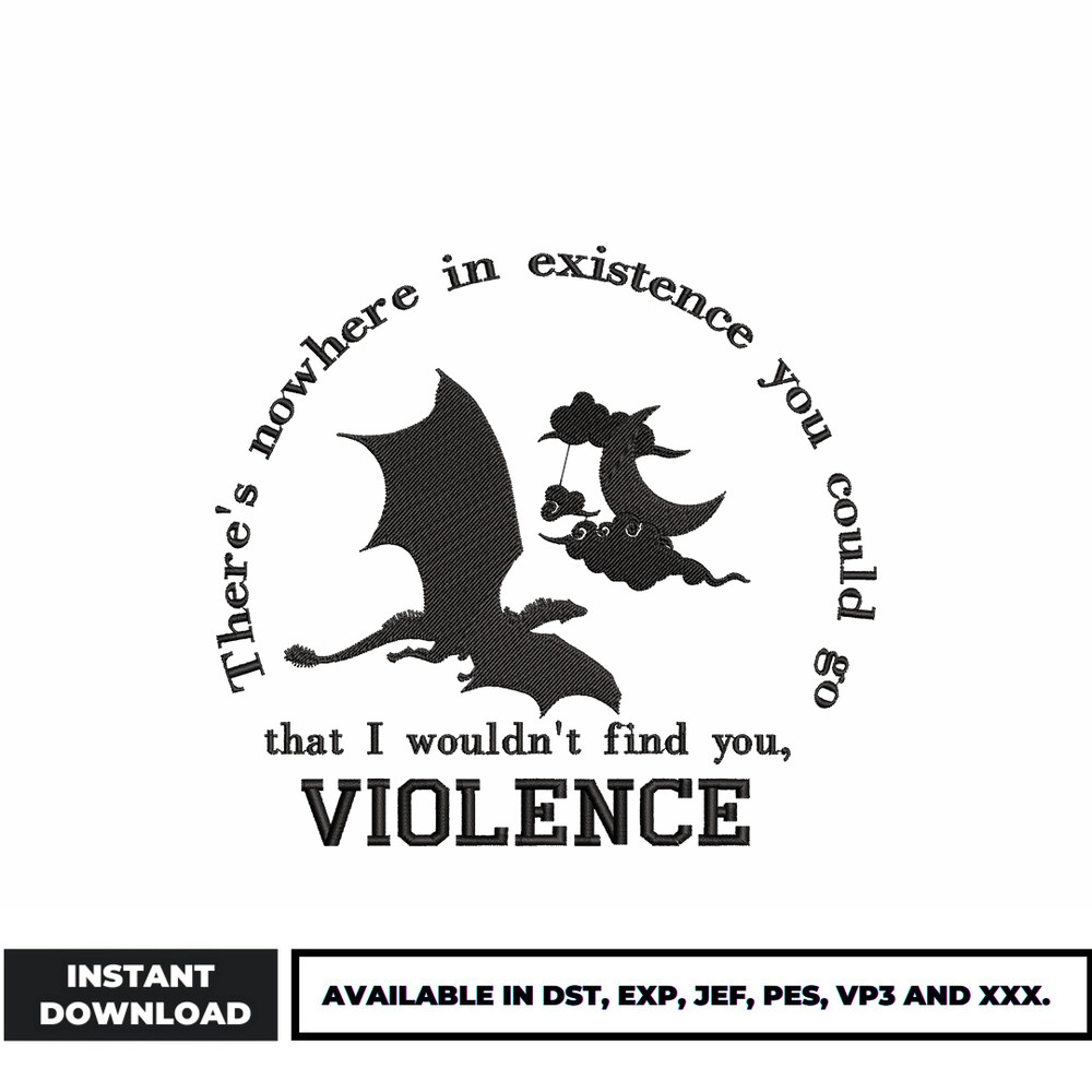 Dragon violence embroidery design