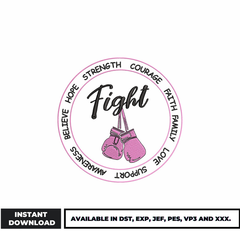 Breast Cancer Boxing embroidery design