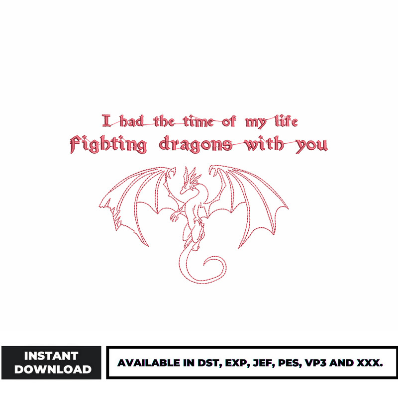 fighting dragon logo embroidery design