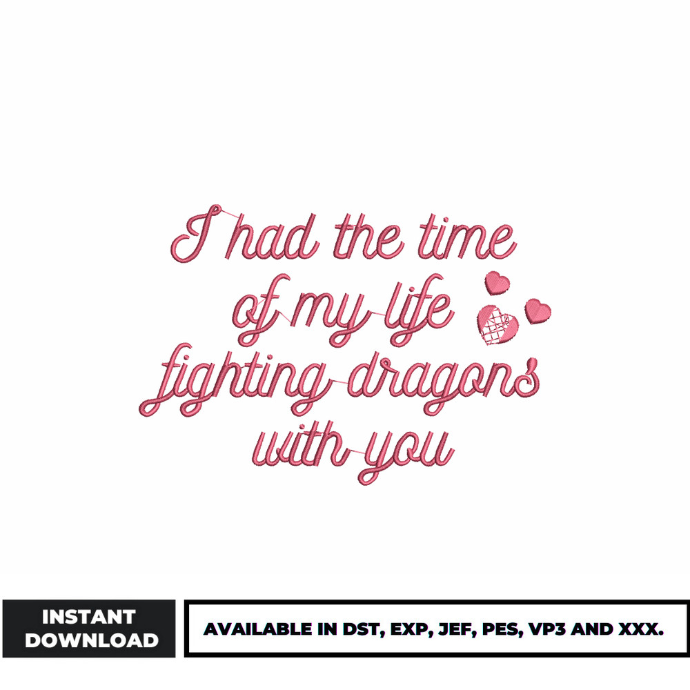 fighting dragon with you embroidery design