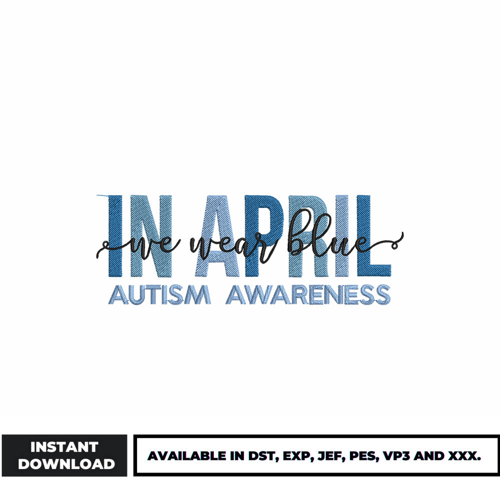 We wear blue embroidery design