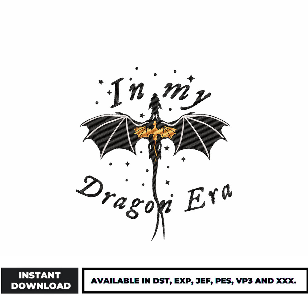 In my dragon era embroidery design
