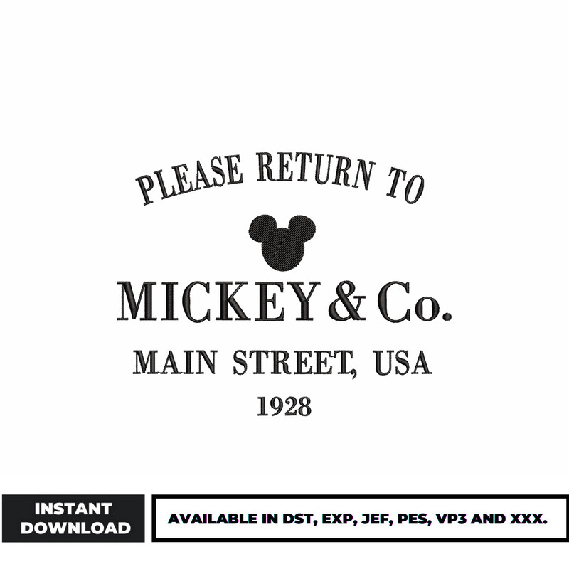 Mickey co 1928 embroidery design