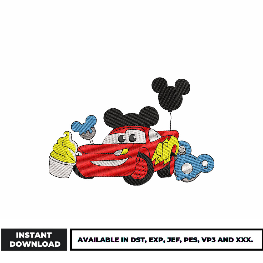 Mickey disney car embroidery design