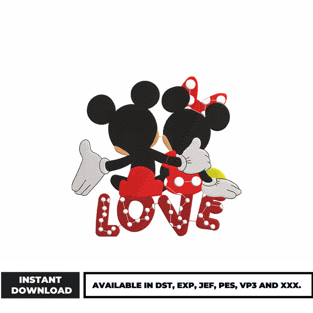 Mickey minnie Love embroidery design