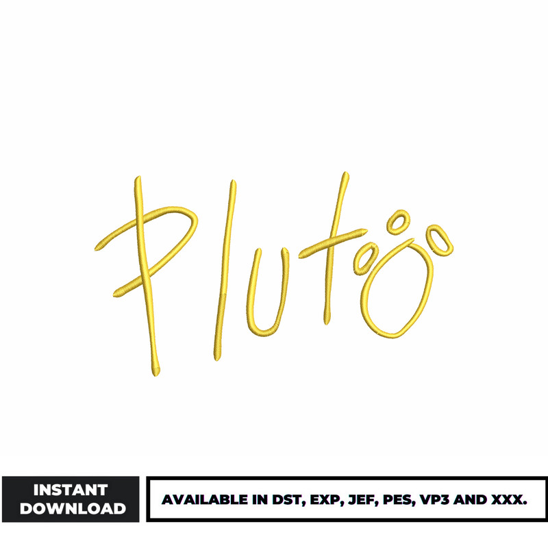 Pluto signature embroidery design