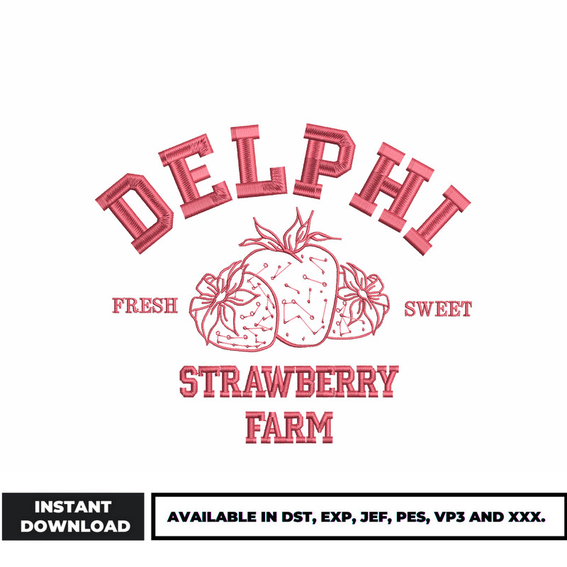 Strawberry farm logo embroidery design