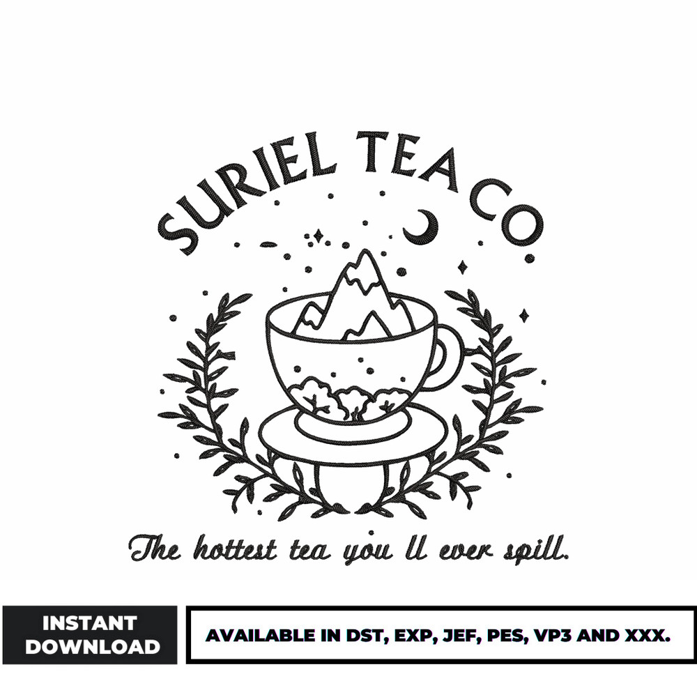 Suriel tea co embroidery design