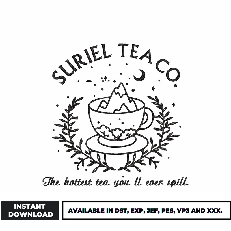 Suriel tea co embroidery design