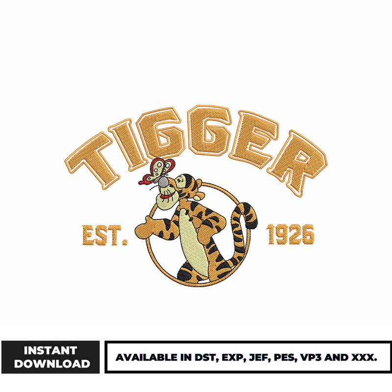 Tiger est 1926 embroidery design