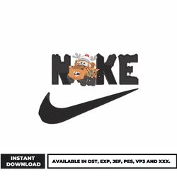 tow mater nike embroidery design, disney car embroidery, logo nike embroidery, embroidery file, digital download.