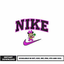 minnie mouse nike embroidery design, minnie mouse embroidery, logo nike embroidery, embroidery file, digital download.