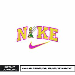 tinkerbell nike embroidery design, disney embroidery, logo nike embroidery, embroidery file, digital download.