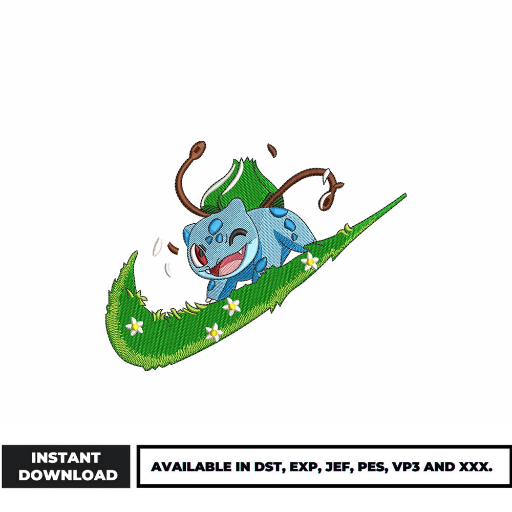 Bulbasaur nike embroidery design