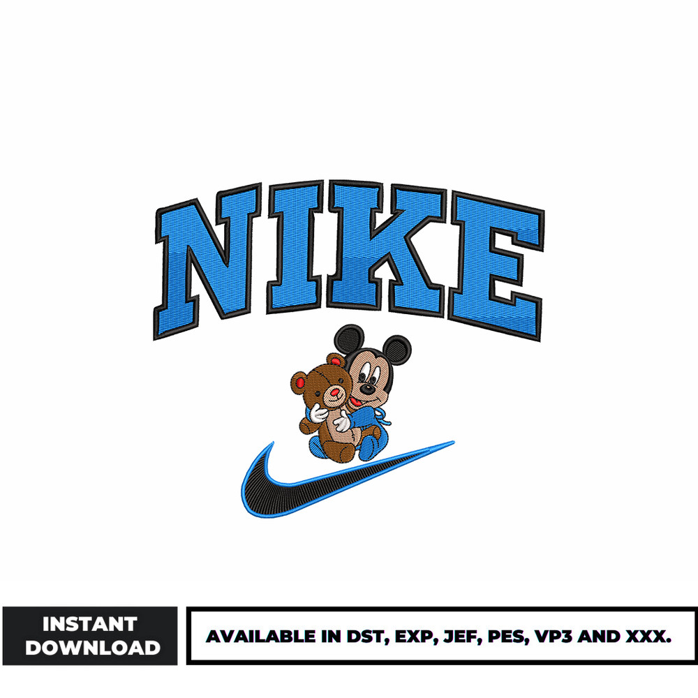 Nike mickey mouse embroidery design