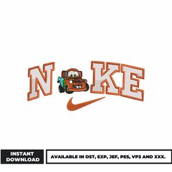 nike tow mater embroidery design, disney car embroidery, logo nike embroidery, embroidery file, digital download.