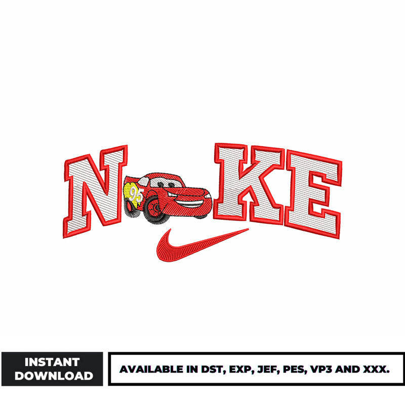 Nike Lightning McQueen embroidery design
