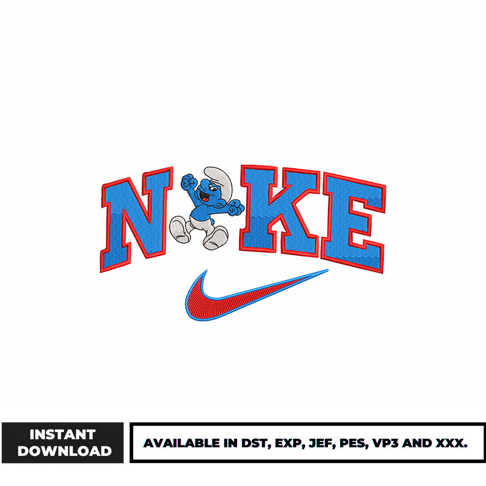 The Smurfs Nike embroidery design