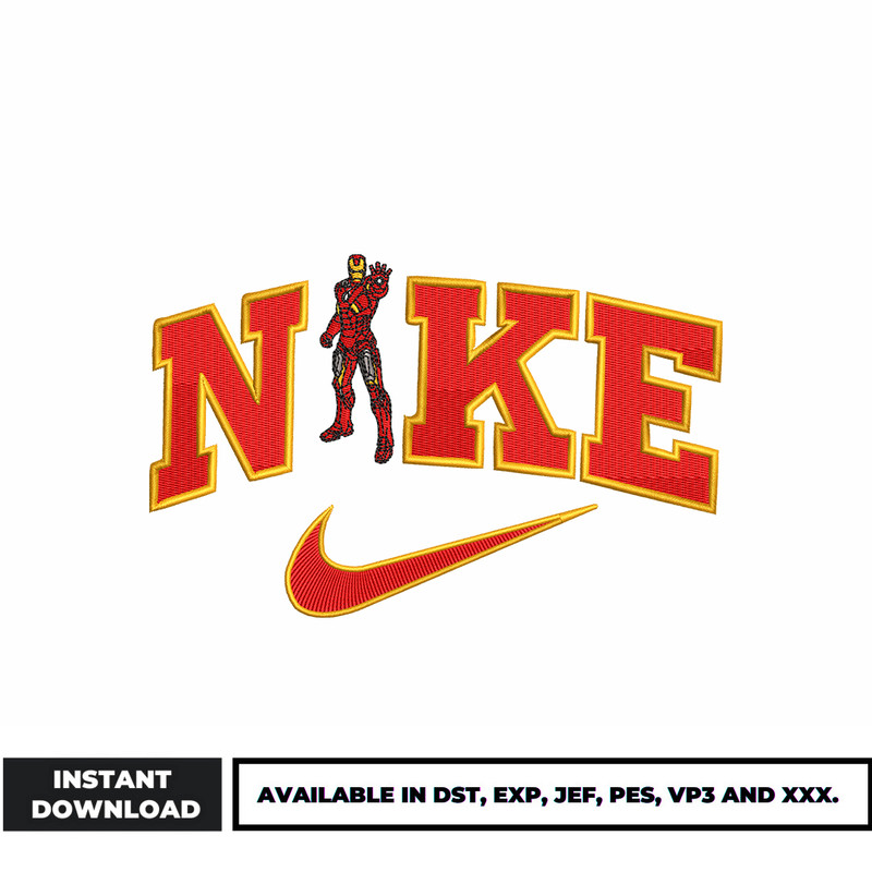 Iron Man Nike embroidery design